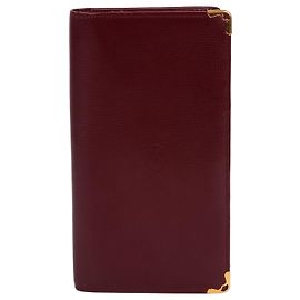Cartier Portafoglio lungo da donna in pelle bordeaux con logo