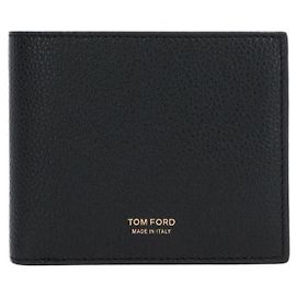 Tom Ford Portefeuille bi-fold avec logo doré Noir
