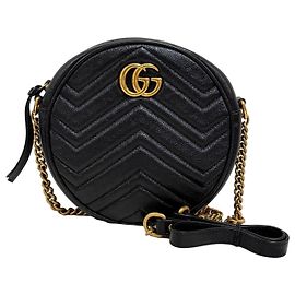 Gucci Matelassé Tambourine Chain Crossbody Bag Black