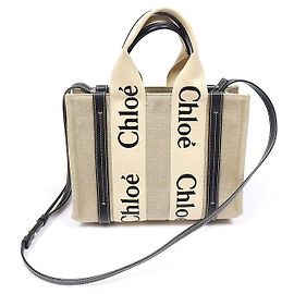 Chloé Borsa Woody Tote Small in vitello lucido blu navy