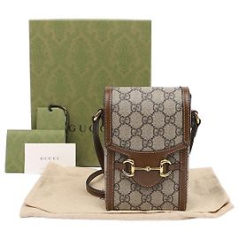 Gucci Borsa a tracolla mini Horsebit GG in canvas brown