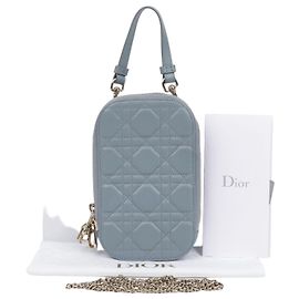 Dior Portacellulare Lady Cannage in pelle di agnello Cloud Blue
