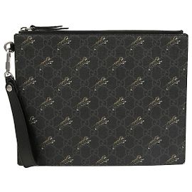 Gucci Clutch in tela GG Supreme con stampa tigre Nero