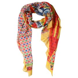 Dolce & Gabbana Stola sciarpa in seta con stampa Carretto multicolore