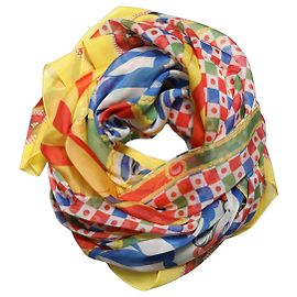 Dolce & Gabbana Stola in Seta con Stampa Carretto Multicolor