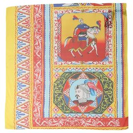 Dolce & Gabbana Foulard quadrato in seta stampato multicolore
