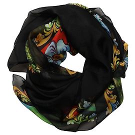 Dolce & Gabbana Lenço de seda cinza escuro com estampa de paisagem