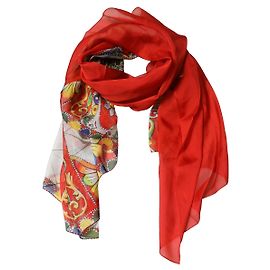 Dolce & Gabbana Foulard in seta rosso con stampa storica