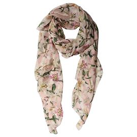 Dolce & Gabbana Stola lunga in chiffon di seta floreale rosa