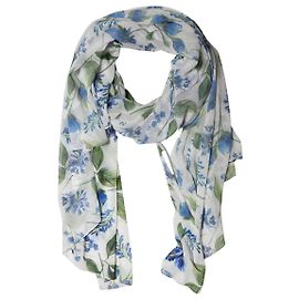 Dolce & Gabbana Sciarpa stola in poliestere floreale bianco e blu