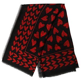 Dolce & Gabbana Kaschmir-Stola Schal mit Herzprint in Schwarz und Rot