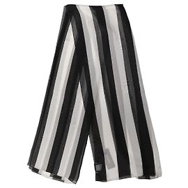 Dolce & Gabbana Black White Stripe Silk Shawl Stole Scarf