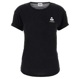 Isabel Marant KOLDIA Logo Leinen-T-Shirt Schwarz