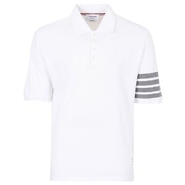 Thom Browne T-shirt Polo de manga curta branco com riscas diagonais