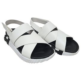 Hermès Sandali Electric in pelle White Black