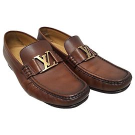 Louis Vuitton Mocassini da uomo in pelle marrone con fibbia Monte Carlo