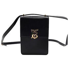 Burberry Mini borsa a tracolla porta cellulare in pelle nera