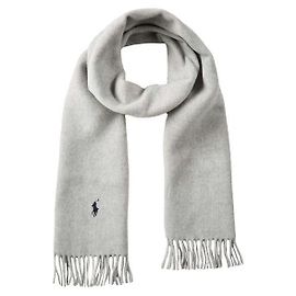 Ralph Lauren Wollschal mit besticktem Pony Grau
