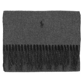Ralph Lauren Wollschal mit Pony-Stickerei Black Gray