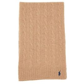 Ralph Lauren Woll-Kaschmir-Schal mit Zopfmuster Camel
