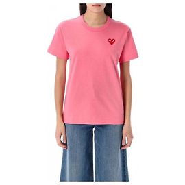 Comme Des Garcons Kurzarm-T-Shirt mit rotem Herz-Patch AX