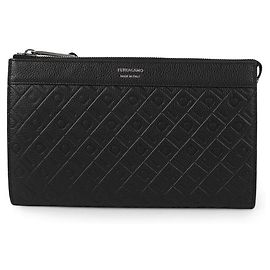 Pochette Salvatore Ferragamo Monogram in pelle nera