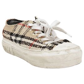 Burberry Sneakers Vintage in Cotone a Quadri Archive Beige
