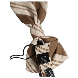 Dolce & Gabbana Pajarita ajustable a rayas marrón y beige para hombre
