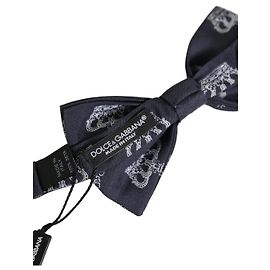 Dolce & Gabbana Gravata borboleta ajustável em seda Crown preta para homem