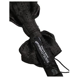 Dolce & Gabbana Pajarita ajustable de seda con estampado Paisley negro para hombre
