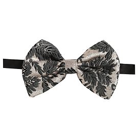 Dolce & Gabbana Papillon regolabile da uomo, grigio scuro con fiori argentati