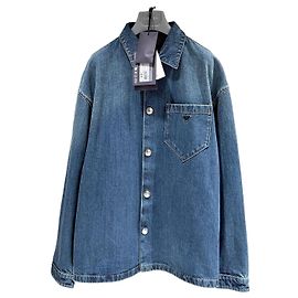 Prada Denim-Hemdjacke mit Dreiecks-Logo-Tasche