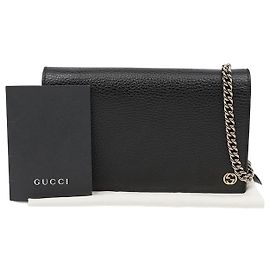 Gucci Crossbody-Tasche aus schwarzem Leder mit ineinandergreifender Kette