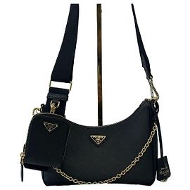 Prada Sac à épaule Reedition en cuir Saffiano Black