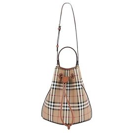 Burberry Bolso saco pequeño de piel con estampado de cuadros y cordón