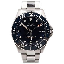 Autre Marque Orologio automatico da uomo Ocean Star Chronometer quadrante blu acciaio