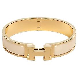 Hermès Bracciale Rigido Click Blanc Donna Cream Gold