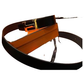 Hermès Cintura reversibile da uomo Classic Shiny Gold Buckle Black Chocolate