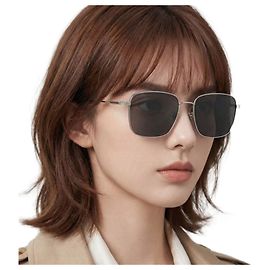 Gucci Gafas de sol de lujo cuadradas de metal plateado unisex Asian Fit