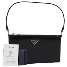 Prada Mini borsa spazzolata con logo triangolare Nero