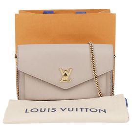 Louis Vuitton Damen Leder-Pochette Schultertasche Crossbody Grau
