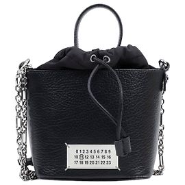Maison Martin Margiela Bolso bucket pequeño de piel granulada Black Fabric