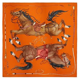 Foulard Hermès Grand Gallop Carre 90 Arancione