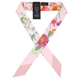 Gucci Skinny Seidenschal mit floralem GG-Print