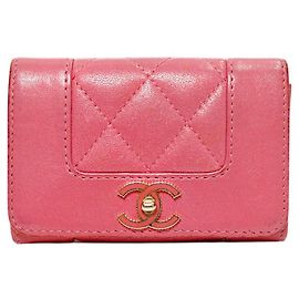 Chanel Mademoiselle Kartenetui aus rosa Lammleder