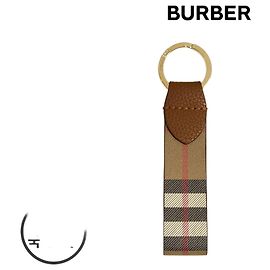 Burberry Llavero de lona a cuadros marrón