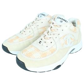 Chanel Sneakers in tweed di cotone con logo CC
