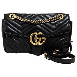 Gucci Borsa a tracolla e spalla GG Marmont Matelassé con catena Nero