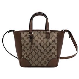 Gucci Picca borsa tote e borsa a tracolla in pelle marrone e tela Crossbody