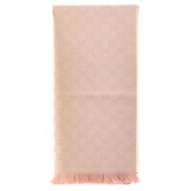 Gucci Cachecol de lã jacquard GG Rosa claro